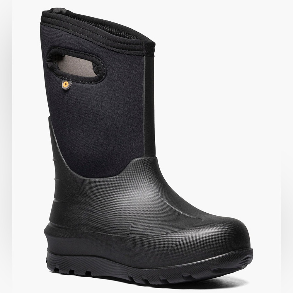 NIB Bogs Classic Neoprene Kids Waterproof Boots Solid Black Rain Snow Shoes 12